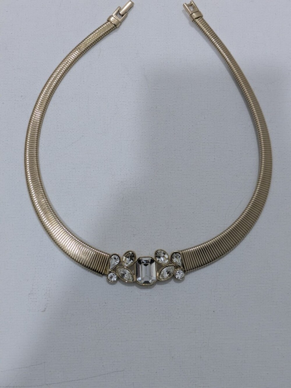Vintage Gold-plated  Crystal Accent Collar Necklace - Women's Jewelry